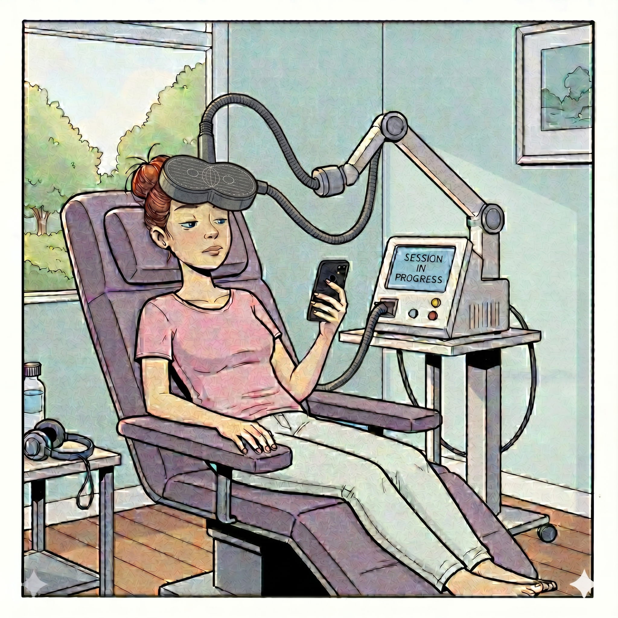 Patient relaxing during a TMS therapy session