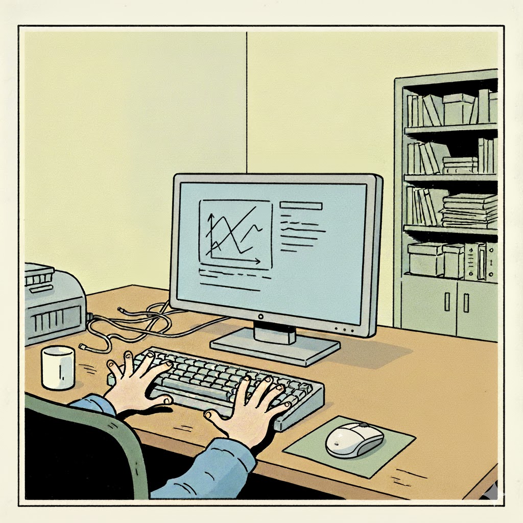 Initial consultation - healthcare professional at computer reviewing patient information